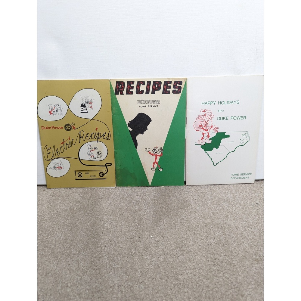 Vtg Duke Power Merry Christmas Reddy Kilowatt Cookbooks‎ (3) Collectable Advert